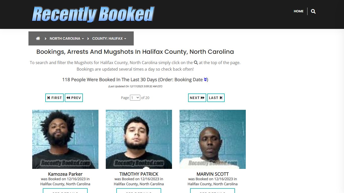 Bookings, Arrests and Mugshots in Halifax County, North Carolina