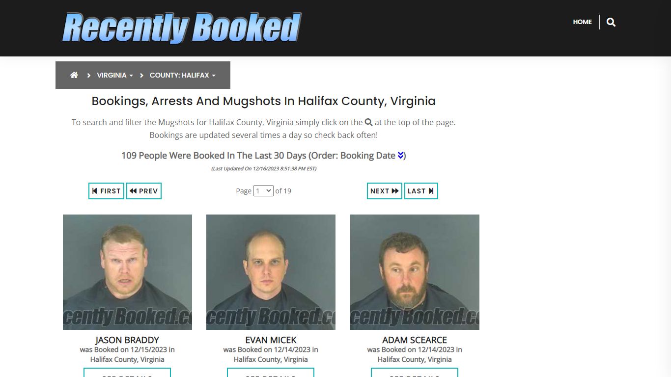 Recent bookings, Arrests, Mugshots in Halifax County, Virginia